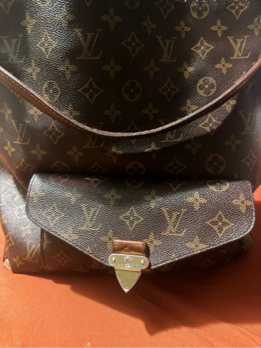 Louis Vuitton Monogram Canvas Handbag in Brown and Gold Hardware